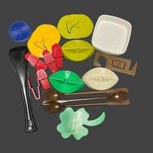VTG TUPPERWARE Gadget LOT Sporks Knife Rest‎ Scrapers Pocket Brush Shoehorn
